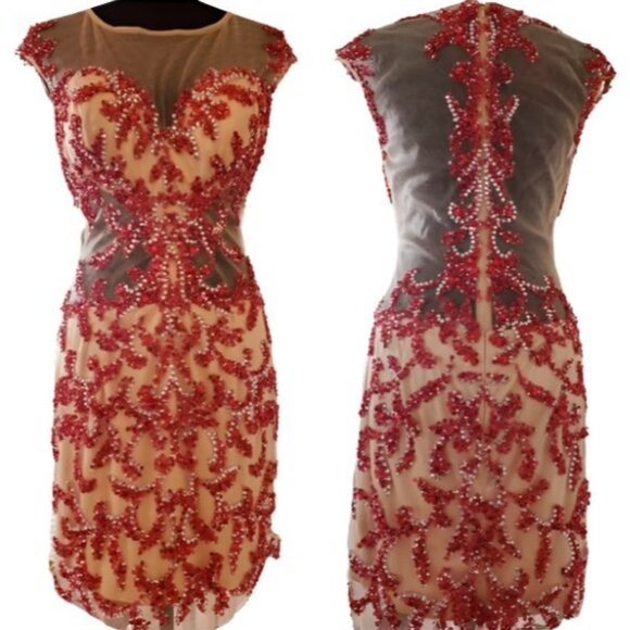 Luxury Designer Beaded Sexy Runway Cocktail Party Evening Prom Embroidery Dress - Picture 3 of 16